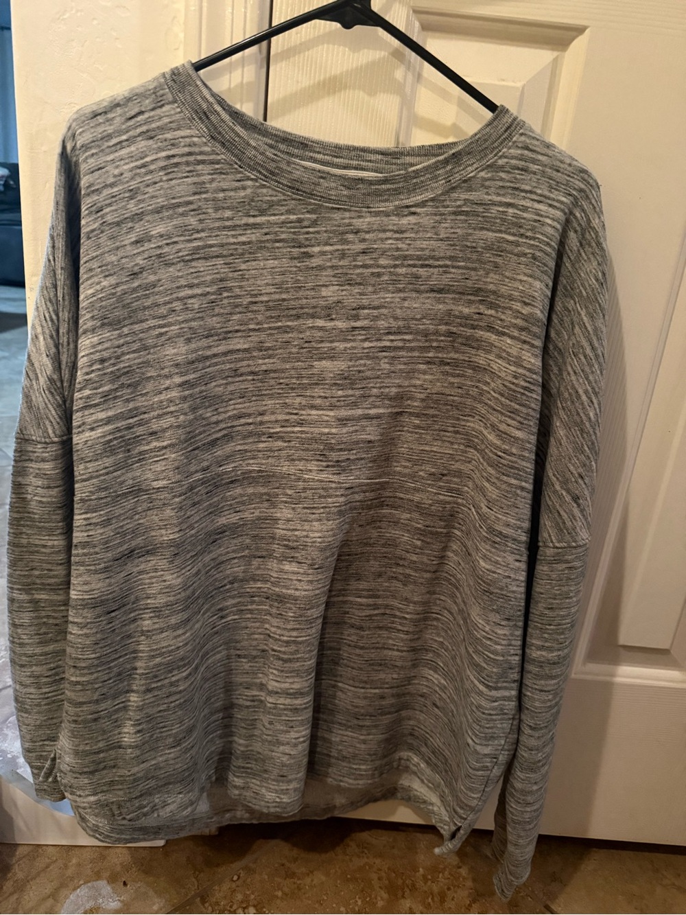 PINK Victoria's Secret Gray Ribbed Crew Pullover